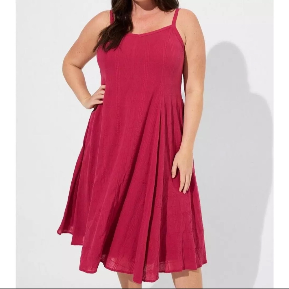 NWOT Torrid Red Trapeze Midi Dress